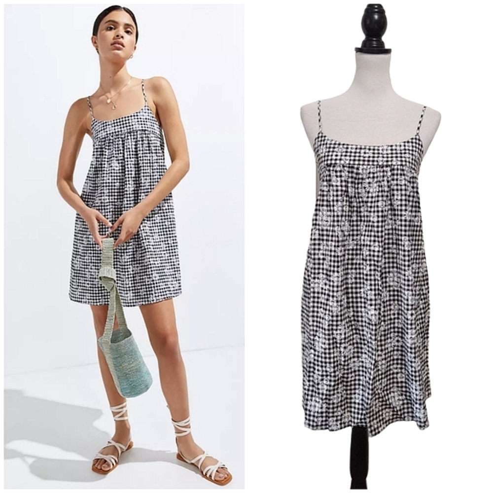 Amadi Daisy Gingham Babydoll Mini Dress